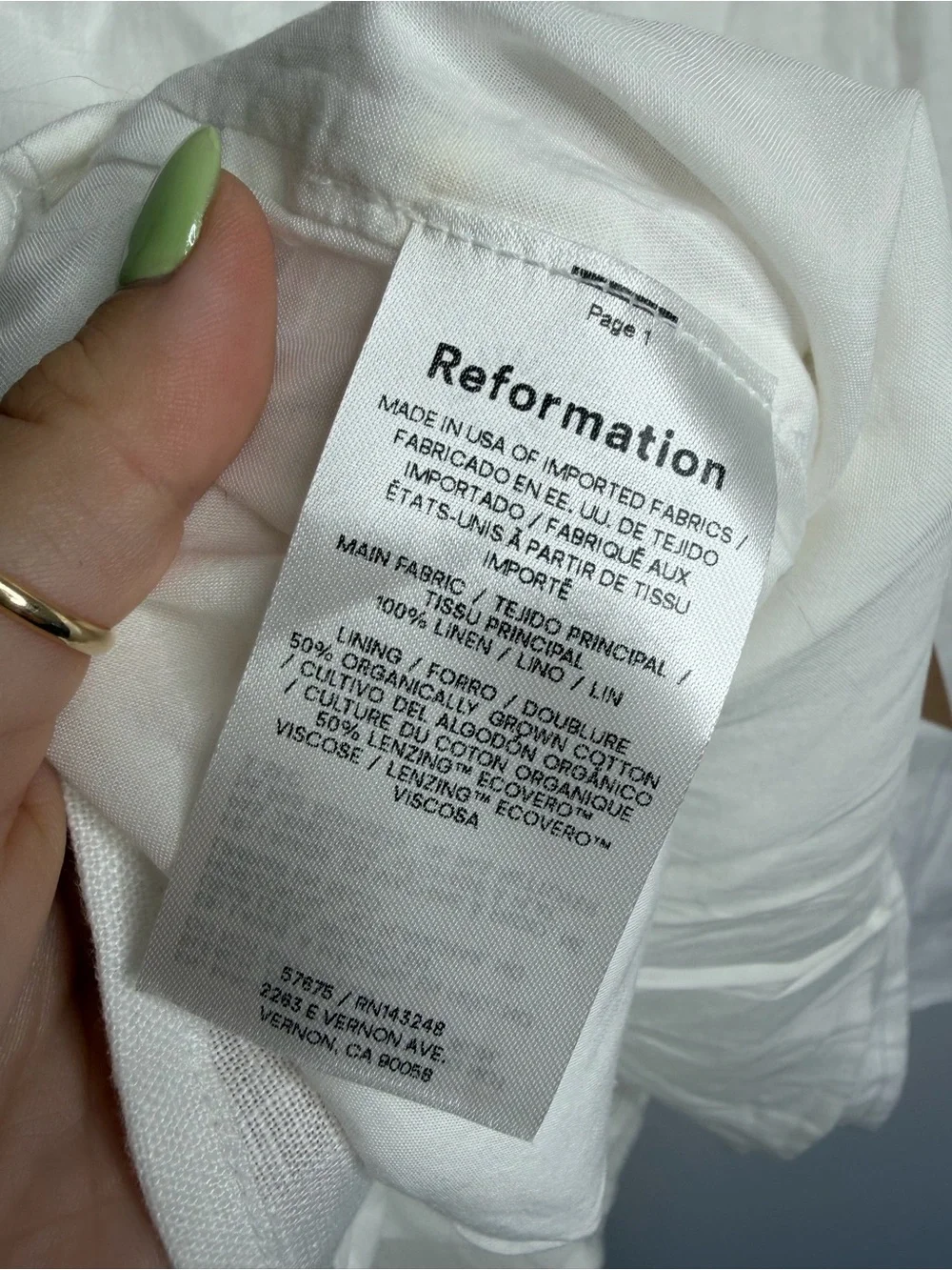 NWT Reformation Cami White Linen Mini Dress